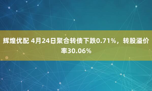 辉煌优配 4月24日聚合转债下跌0.71%，转股溢价率30.06%